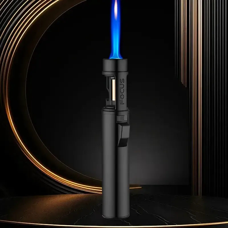Windproof Jet Flame Lighter 2 In 1 Windproof Lighter - Torch Lighter With Adjustable Jet Flame And 360 Degree Rotation Ignition - Portable Camping Bbq Baking Lighter (Butane Gas Not Included)