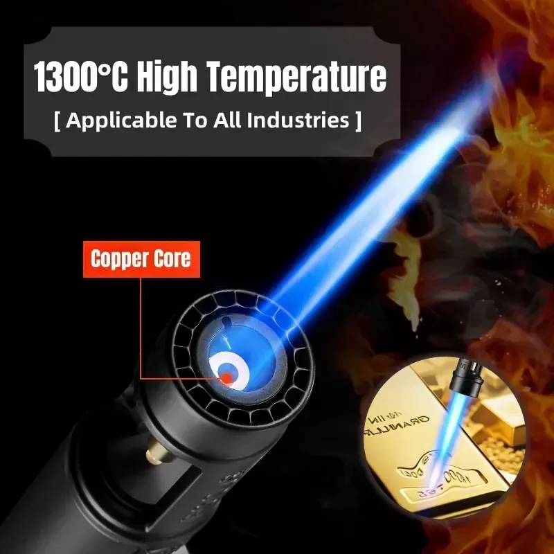 Windproof Jet Flame Lighter 2 In 1 Windproof Lighter - Torch Lighter With Adjustable Jet Flame And 360 Degree Rotation Ignition - Portable Camping Bbq Baking Lighter (Butane Gas Not Included)