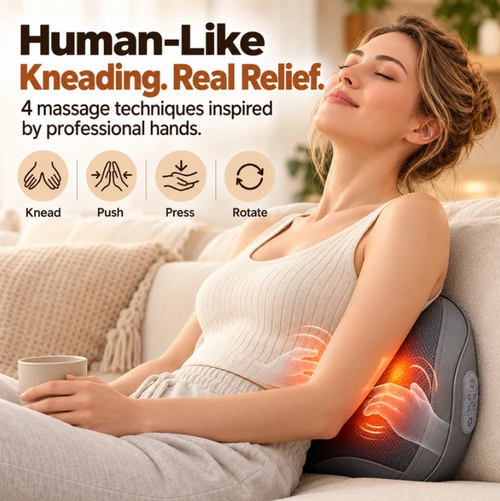 Ergonomic Lumbar Support and Heated Neck Massager Pillow