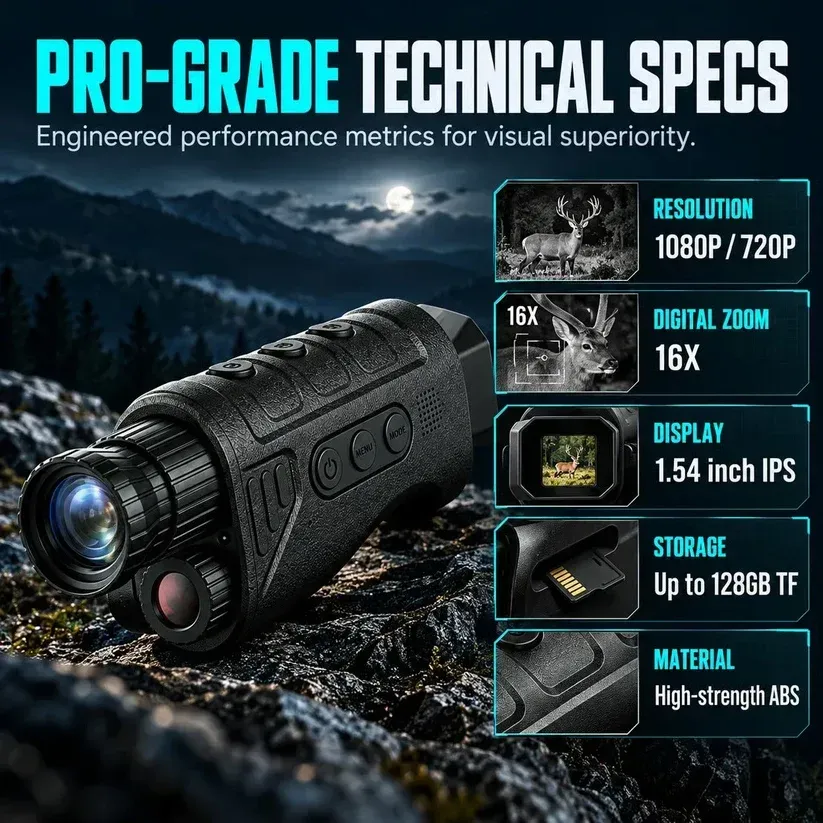 1080P HD Infrared Night Vision Binoculars Monocular – 16X Digital Zoom for Hunting & Surveillance ✨