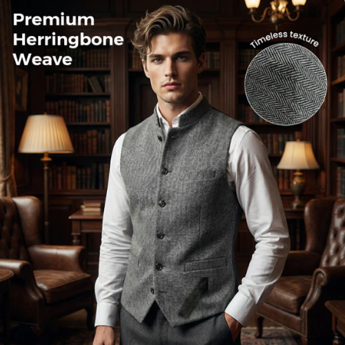 Gilet à chevrons pour homme avec col montant