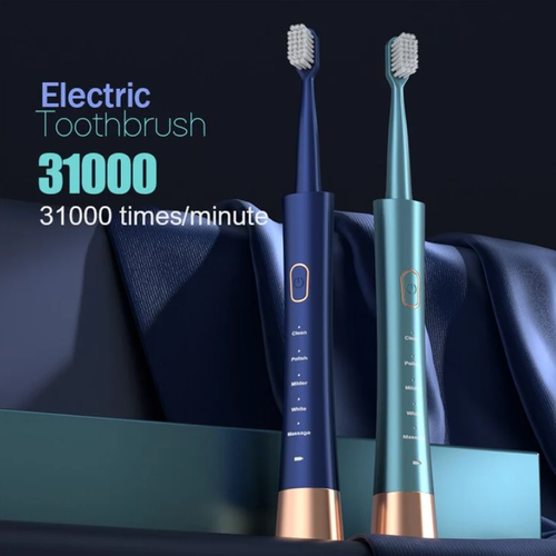 Toothbrush – 31,000 RPM deep clean in 60s, smart timer & pressure sensor. Buy 1 get 4 brush heads FREE! IPX7 waterproof, long battery.