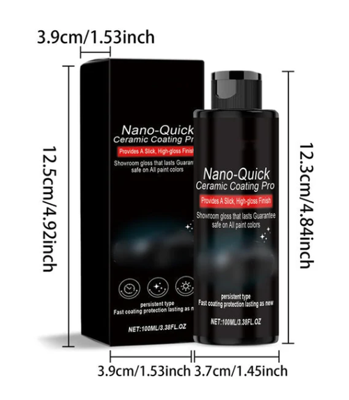 Nano-ceramic protection, spray & wipe. Hydrophobic & scratch-resistant