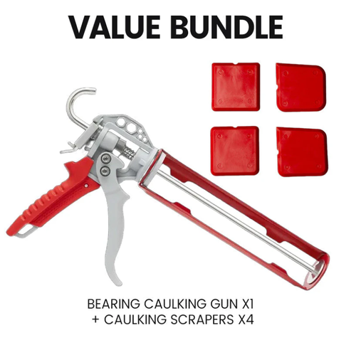 Bearing Caulking Gun with Rotating Barrel + Caulking Scrapers