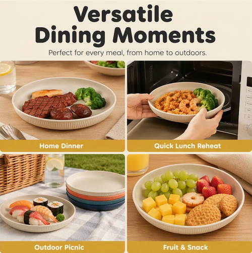 6pcUnbreakable Wheat Straw Dinner Plates