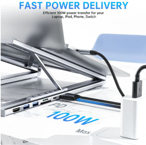 Station d'Accueil USB-C 8-en-1 – Support Réglable, HDMI 4K & Transfert Rapide