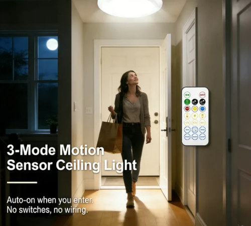 💡Rechargeable Motion Sensor Ceiling Light with Remote
