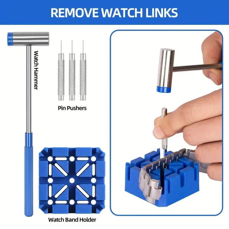 210pcs Watch Repair Kit, Professional Watch Repair Tool, Watch Battery Replacement Tool Kit, Professional Spring Bar Tool Set, Watch Band Link Pin Tool Set With Carrying Case