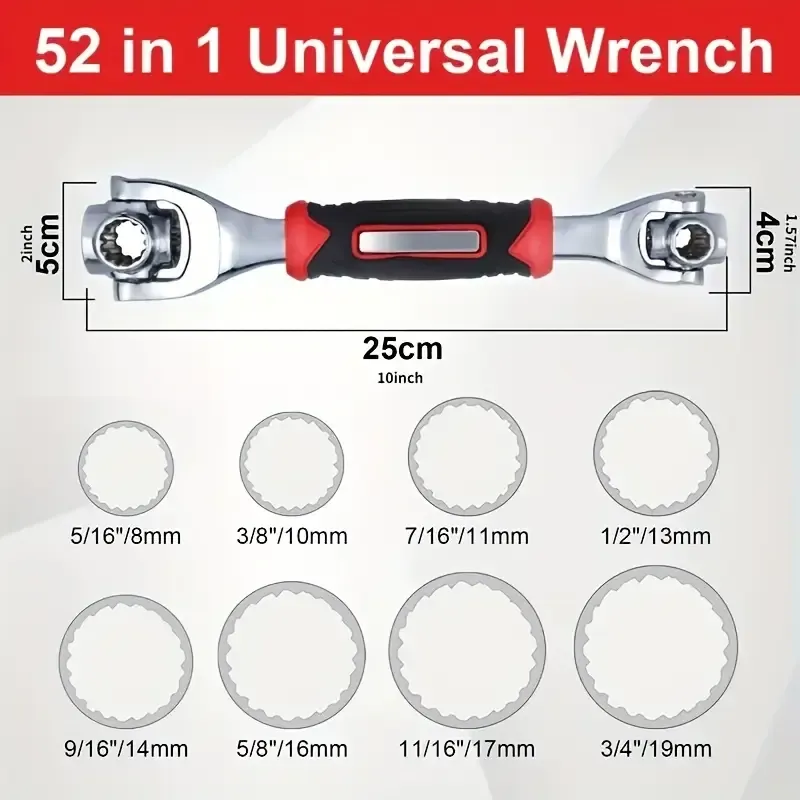 52 in 1 Multi-function socket wrench set -8-19mm non-slip handle androtary bone design, 360 degree rotary socket wrench -universal wrench