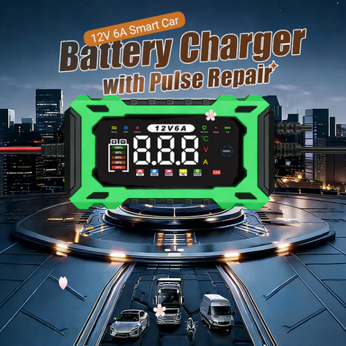 🔋 12V 6A Smart Car Battery Charger – Pulse Repair Technology, Auto Maintain & Desulfation 🚗⚡