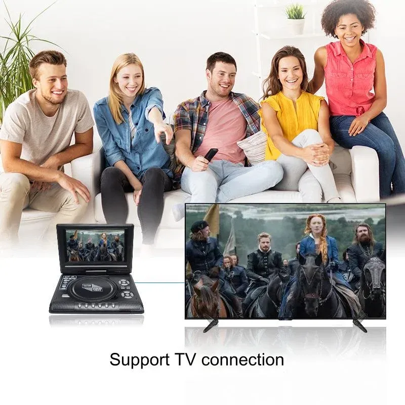 Portable DVD Player, 7.8Inch DVD Player HD with Small TV Player, Support 270 Degree Rotation Mobile DVD Player with USB Remote Control for Car.Kids.Home.Travel