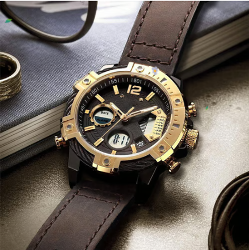 🔥Multifunctional Dual Display 3ATM Waterproof Men's Quartz Sports Watch