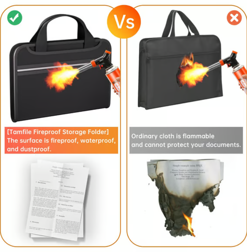 Fireproof File Folder with Handle, Large-Capacity A4 Document Bag