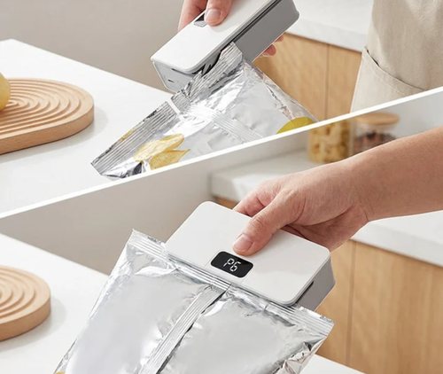 Rechargeable Bag Sealer – No batteries needed, USB-C charging.