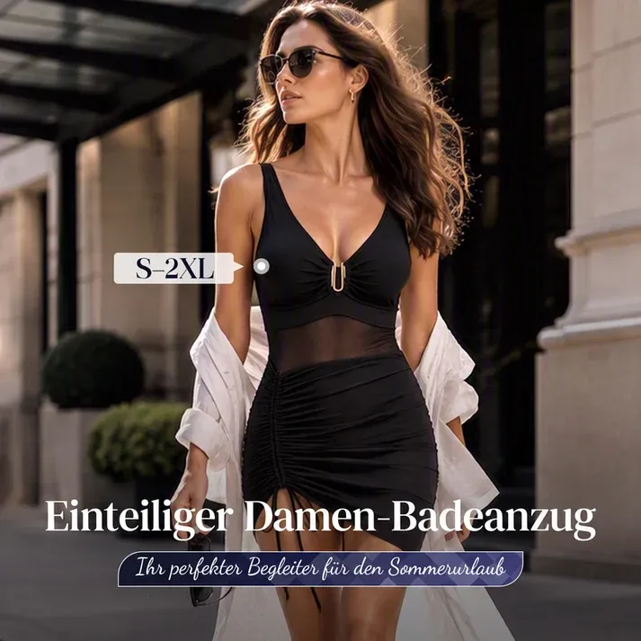 ✨Elegant women's swimsuit 🩱 Transparent mesh details & asymmetrical hem