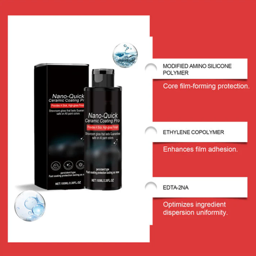 Nano-ceramic protection, spray & wipe. Hydrophobic & scratch-resistant