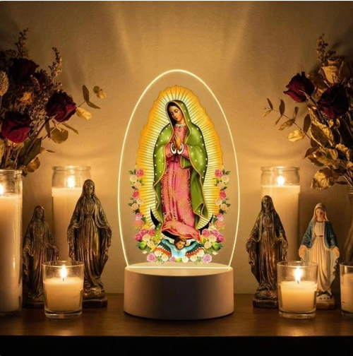 🙏Inspiring acrylic LED night light✝️Prayer lamp with image of the Virgin Mary