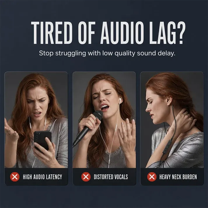 Bluetooth Karaoke Headset with Secure Collar Spring Clip