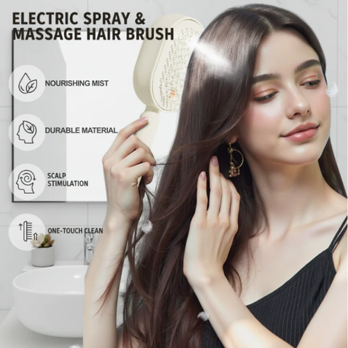 Electric hairbrush with spray and massage