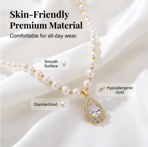 Womens Vintage Style Pearl Necklace