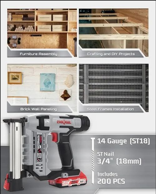Cordless Electric Nailer With Charger and 2500 Nails Included