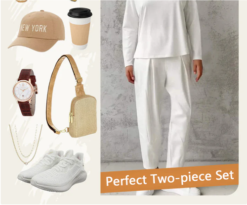 💖Round-Neck Long-Sleeved Top ＆ Pants 2-Piece Set