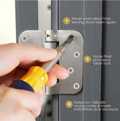 4 Inch Automatic Spring Hinge – Self-Closing, Adjustable Tension & Easy Install for Doors 4pc