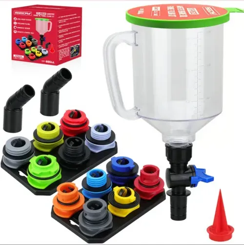 17-Piece Engine Oil Funnel Set, 1.36 qt Automotive Oil Funnel Kit with 12 Adapters
