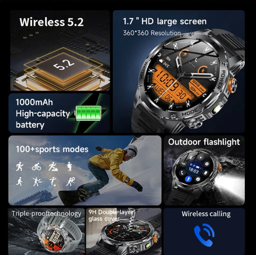 1000mAh Battery Smart Bluetoot Sports Watch