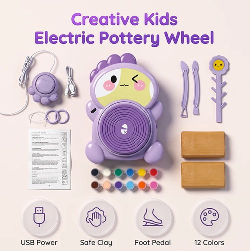 Kids Electric Pottery Wheel DIY Clay Craft Kit🏺🪐