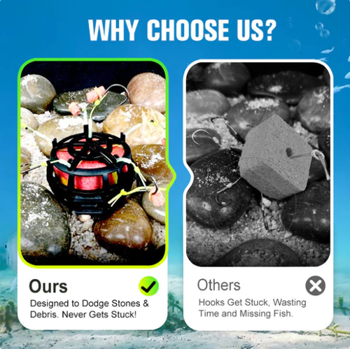 Reverse Bottom Bait Cage Fishing Hook  3pc