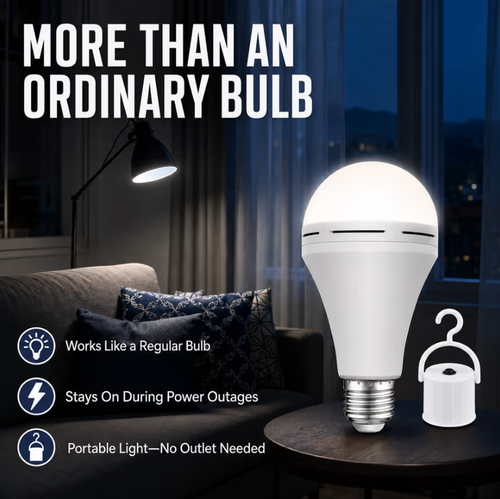 2pc 20W Rechargeable Emergency Light Bulb with Switch Hook