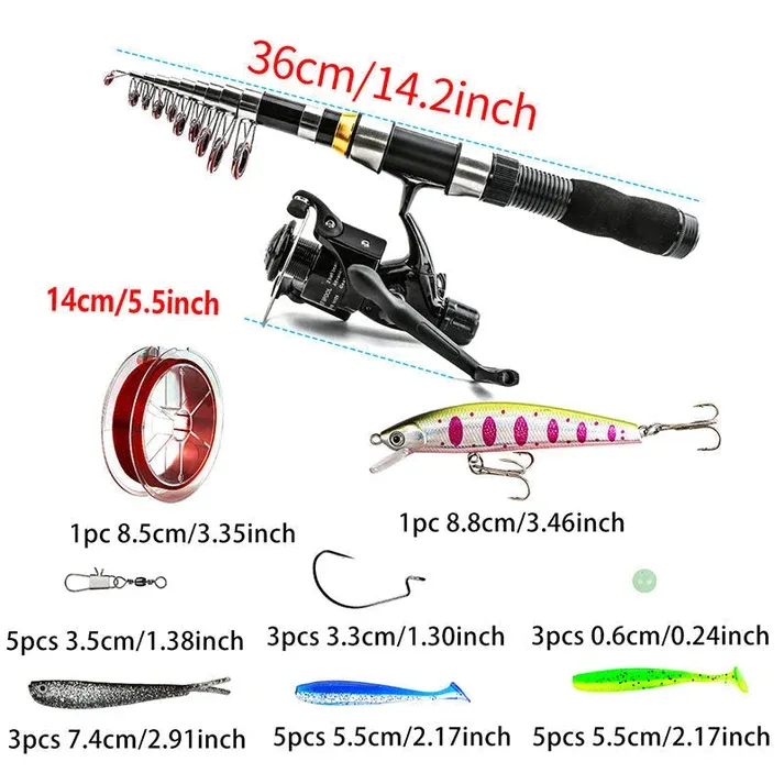 Portable Travel Fishing Kit | Compact Telescopic Rod for Camping & Road Trips