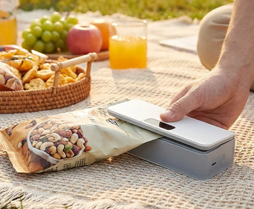 Rechargeable Bag Sealer – No batteries needed, USB-C charging.
