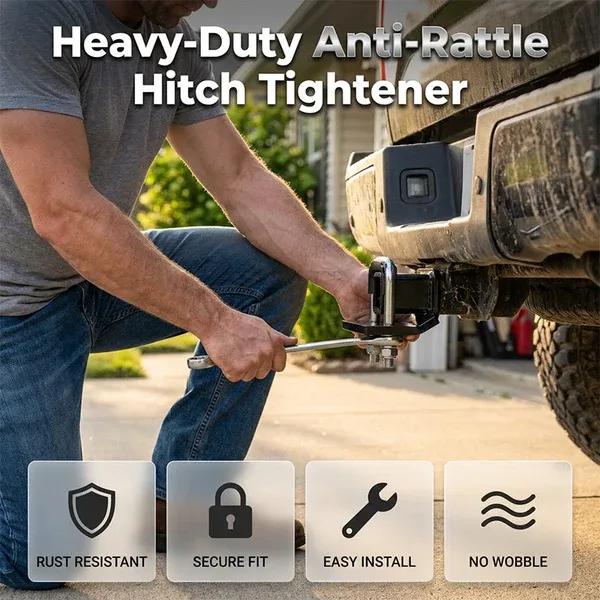 Heavy-Duty Anti-Rattle Hitch Tightener – Steel Build, Rubber Coating, Universal Fit