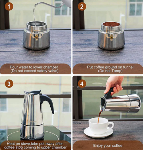 Italian Moka Pot, Stainless Steel Home Moka Coffee Maker, Coffee Brewing Equipment