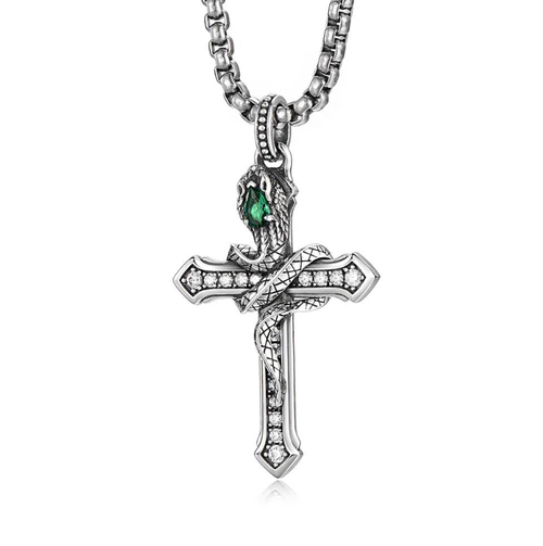 Teng Snake Cross Necklace