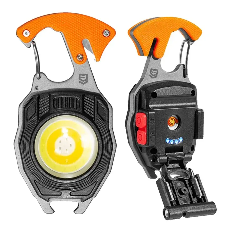 Ultimate 9-in-1 LED Keychain COB Light with Magnetic Base, Multi Tools & USB-C Charging