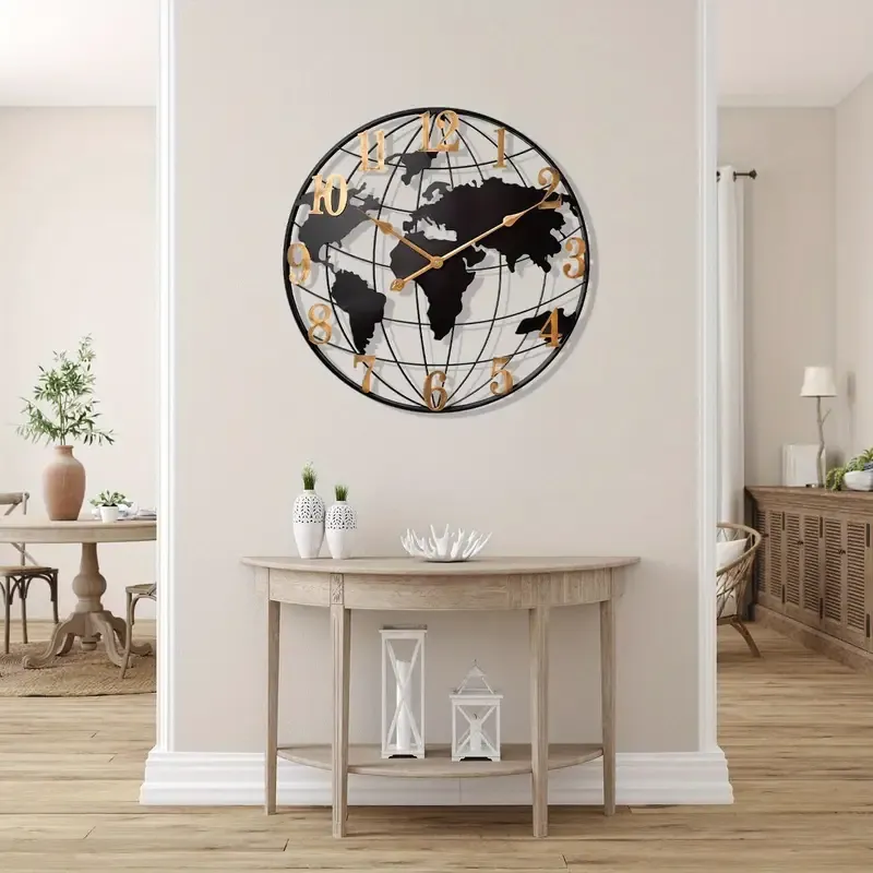 Large World Map Wall Clock 24 inches 60 inside