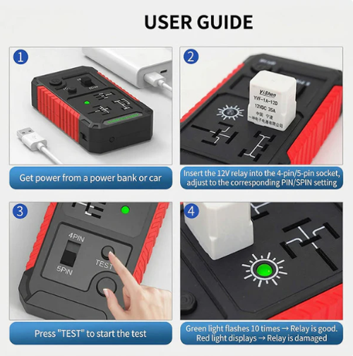 USB-C Car Relay Tester for 4 5 Pin Relays
