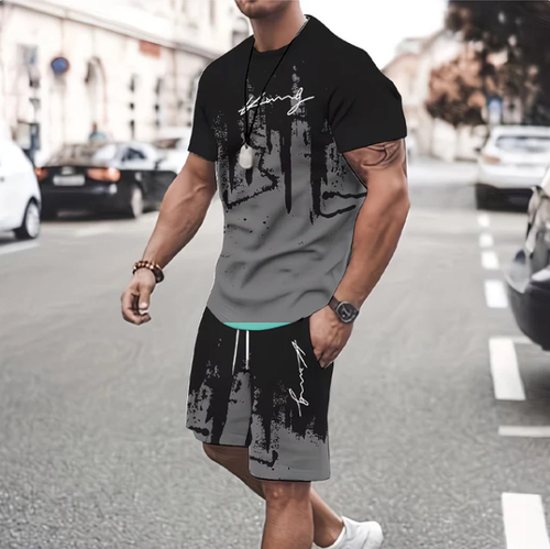 Graphic Print T-Shirt & Shorts Set – Soft Fabric, Bold Design & Perfect for Summer Days
