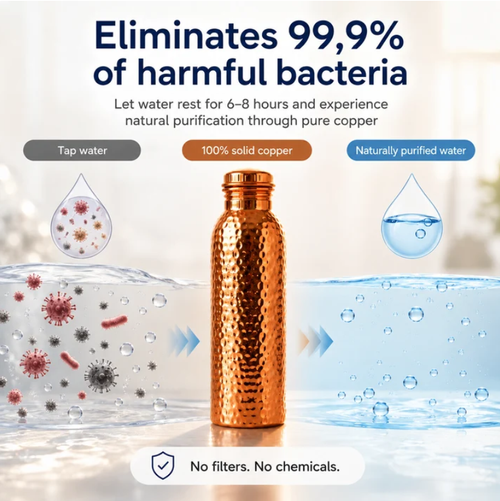 Premium Water Bottle Made of 100% Solid Copper – Plastic-Free and Inspired by Ayurveda