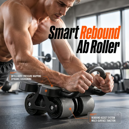 💪🏋️‍♀️Smart four-wheel abdominal exercise roller with automatic rebound and digital display