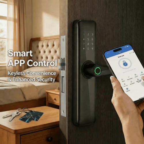 Smart Door Lock with Handle: Fingerprint Keyless Entry,