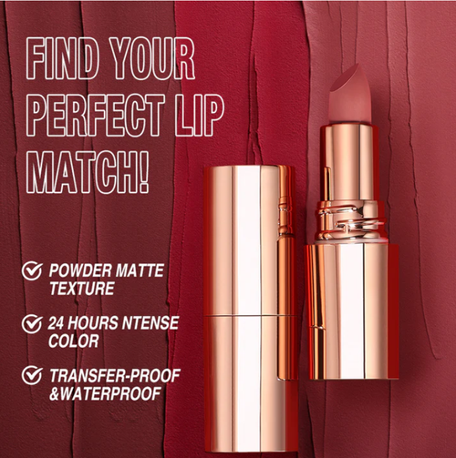 Matte Lipstick – Smudge‑proof, transfer‑resistant, vibrant colour. Comfortable & non‑drying – lasts all day! 👄🌹