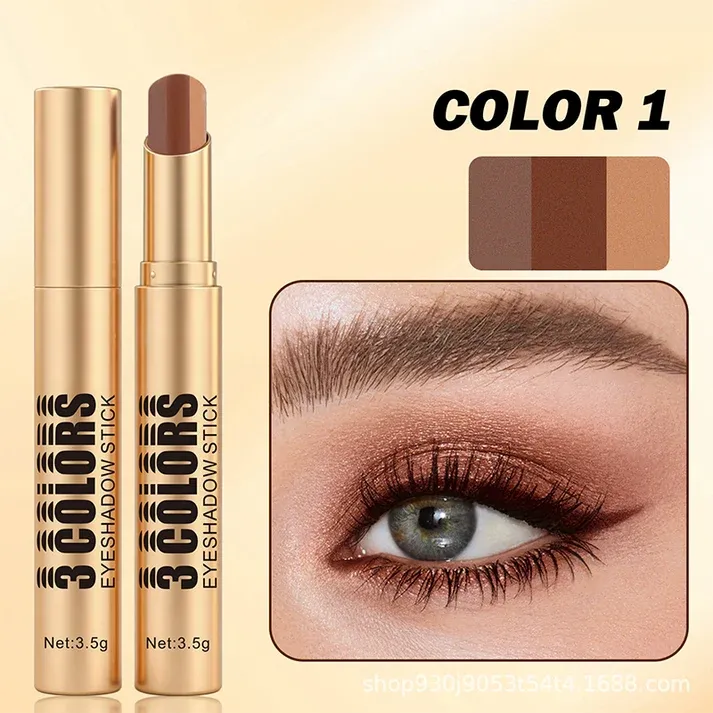 3-in-1 Gradient Eyeshadow Stick – One-Swipe, Waterproof, Curved Nib 2PC