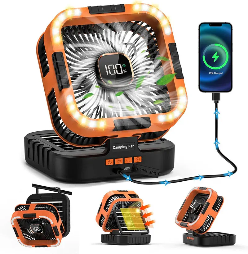 3  in 1 Solar Camping Fan