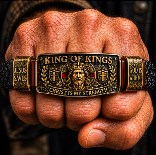 ✝️ King of Kings Faith Bracelet – Adjustable Christian Wristband Gift