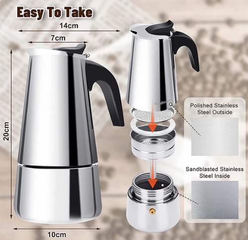 Italian Moka Pot, Stainless Steel Home Moka Coffee Maker, Coffee Brewing Equipment