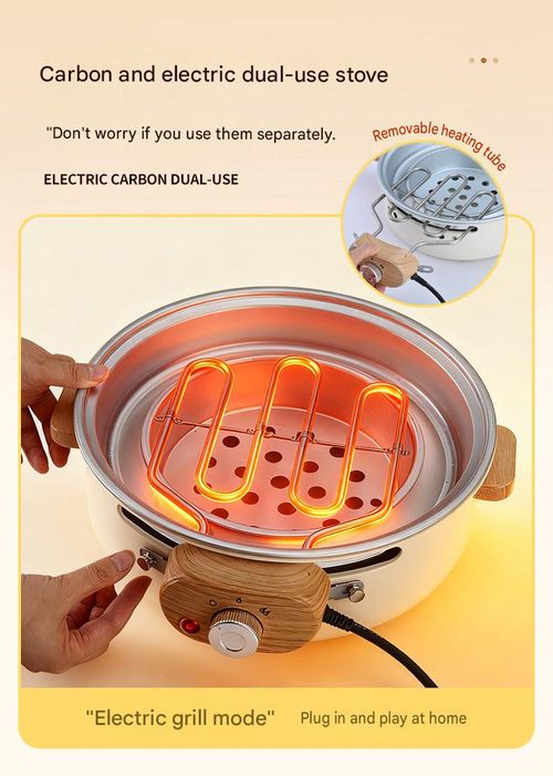 Compact, portable, multifunctional ea-brewing-by-the-fire stove—suitable for heating and grilling, compatible with both electric and charcoal power sources.